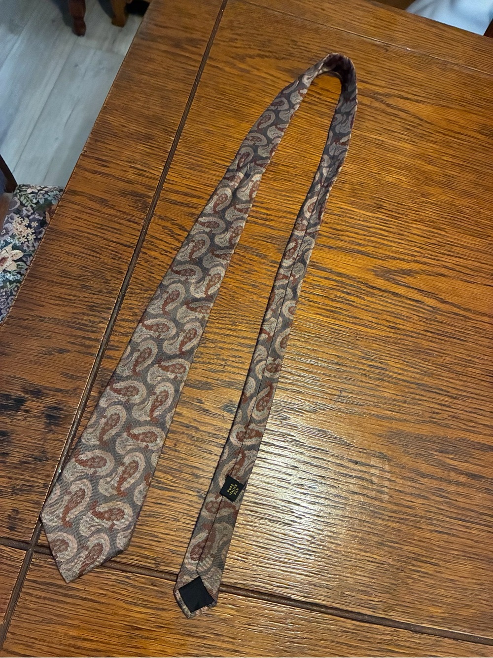 Men's Paisley Brown Silk-Blend Tie - Classic Earth Tones